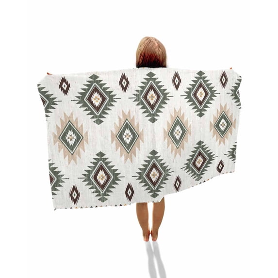 Sage Green Aztec Beach Towels Oversized Super Absorbent, Southwest Boho Ethnic Chic Motifs Lightweight Bath Towel Quick Dry Sets For Bathroom/Pool/Rv Camping/Beach Play/Gym Room/Picnic 35"x70"