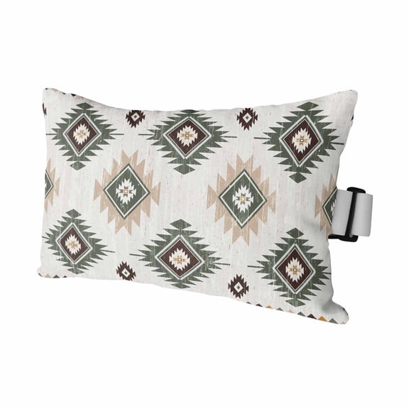 Sage Green Aztec Outdoor Pillows for Chaise Lounge Chair Waterproof Lumbar Pillows with Insert&Adjustable Strap Beach Headrest Pillow Southwest Boho Ethnic Chic Motifs Pillow for Patio Pool 11"x16"