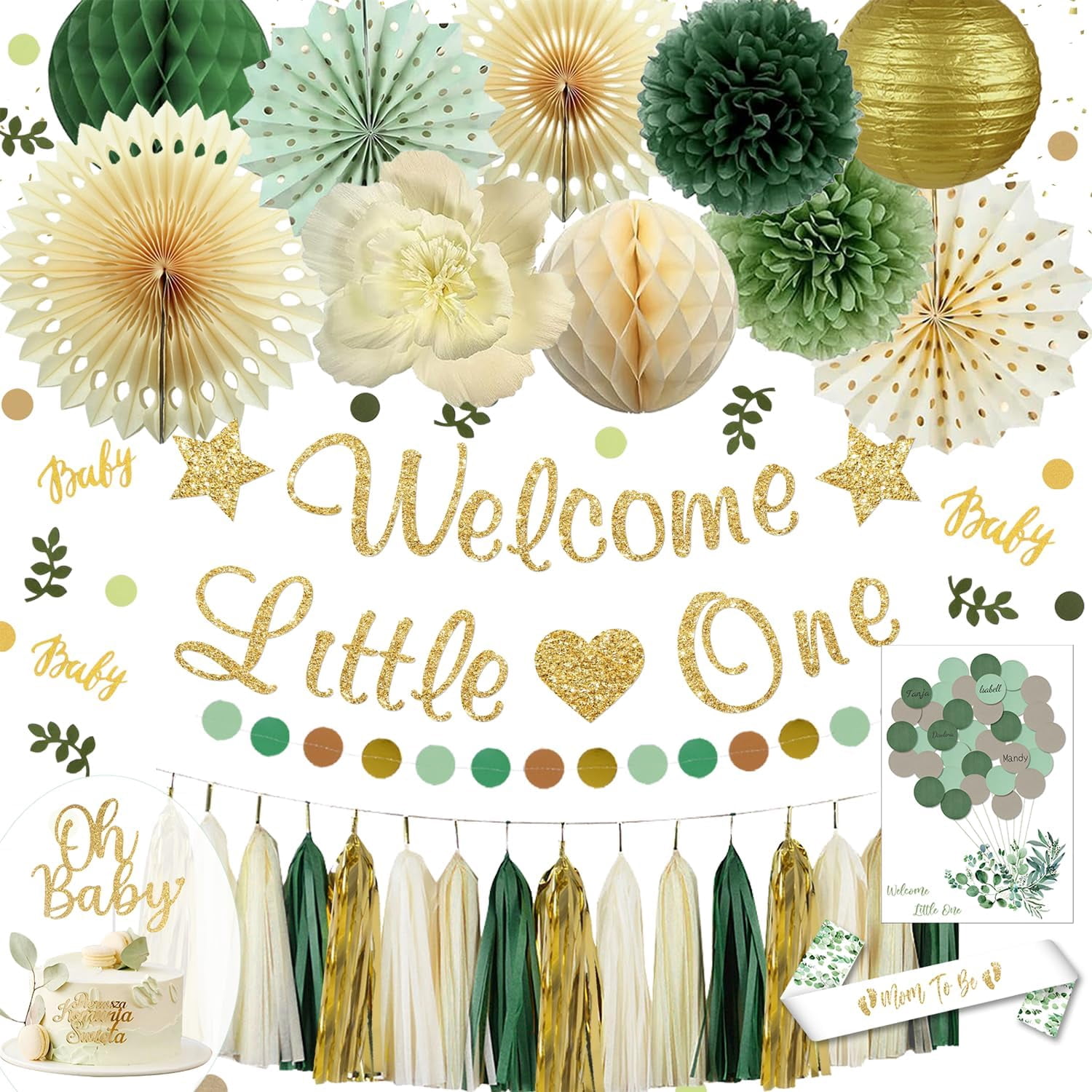 Baby Decorations For Baby Shower Sage Green Baby Shower Decorations