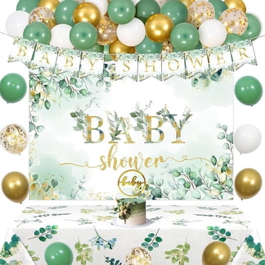 Sage Green & Gold Baby Shower Decorations - Neutral Gender Reveal Party Balloon Set