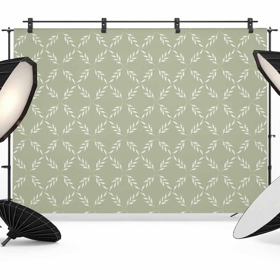 Sage Green Backdrop for Photoshoot,Photography Photo Studio Background Wall Backdrop,Geometric Flower Leaf Diamond Plaid Retro Back Drop Banner Panel for Portraits Wedding Party Live Streaming 7x5Ft