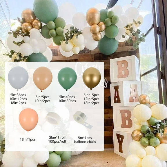 Sage Green Balloon Garland Arch Kit-152pcs Avocado Green Balloon with Blush Balloons Gold Balloons and Macaron Gray Balloons for Wedding Birthday Party Baby Shower Party Background Decoration