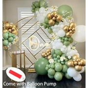 Sage Green Balloons Arch Kit 141pcs Balloon Garland, 5 10 12 18 Inch Green Gold White Balloons,Candey Latex Green Balloons for Baby Shower Decor Backdrop Birthday Valentines Party Decoration