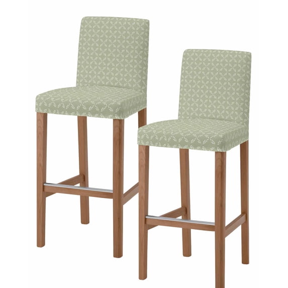 Sage Green Bar Stool Covers Set of 2, Geometric Flower Leaf Diamond Plaid Retro Stretch Washable Bar Chair Covers with Backs, Removable Pub Counter Height Chair Cover for Kitchen Dining Room Cafe