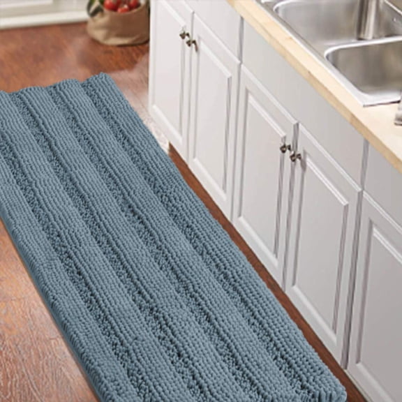 Sage Green Bathroom Rugs Runner Extra Long 47 x 17 Large Bath Mat Plush Shaggy Chenille Bathroom Rug Non-Slip Bath Rug Runner Extra Soft & Absorbent Thick Floor Mats, Machine Washable, Sage