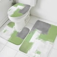 thumbnail image 1 of Sage Green Bathroom Rugs Set Grey Graffiti Modern Geometric Oil Paint Abstract Non Slip Absorbent Soft Bath Mats 3 Piece Set with Bathroom Rug, U-Shaped Floor Mat, Toilet Seat Cover Small Size, 1 of 9