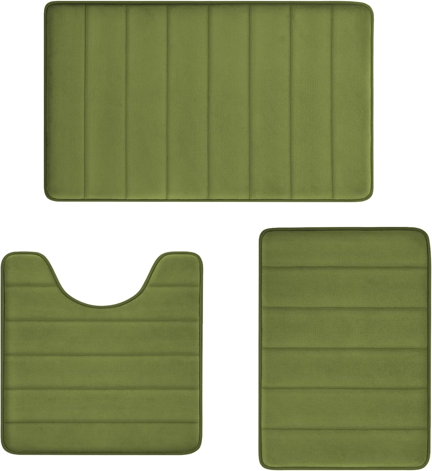 Sage Green Bathroom Rugs Sets 3 Piece Memory Foam Non Slip Bath Mats ...
