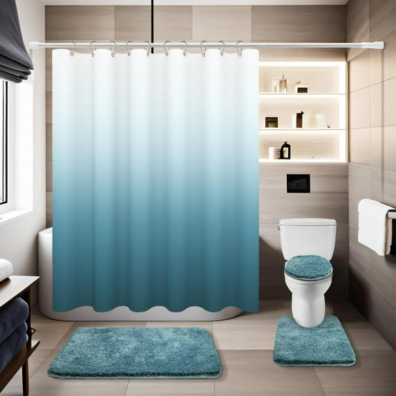 Sage Green Bathroom Sets with Shower Curtain and Rugs Waterproof Shower Curtain Sets 1 Piece and Soft Bathroom Rugs Sets 3 Piece for Luxury Bathroom Decor Set