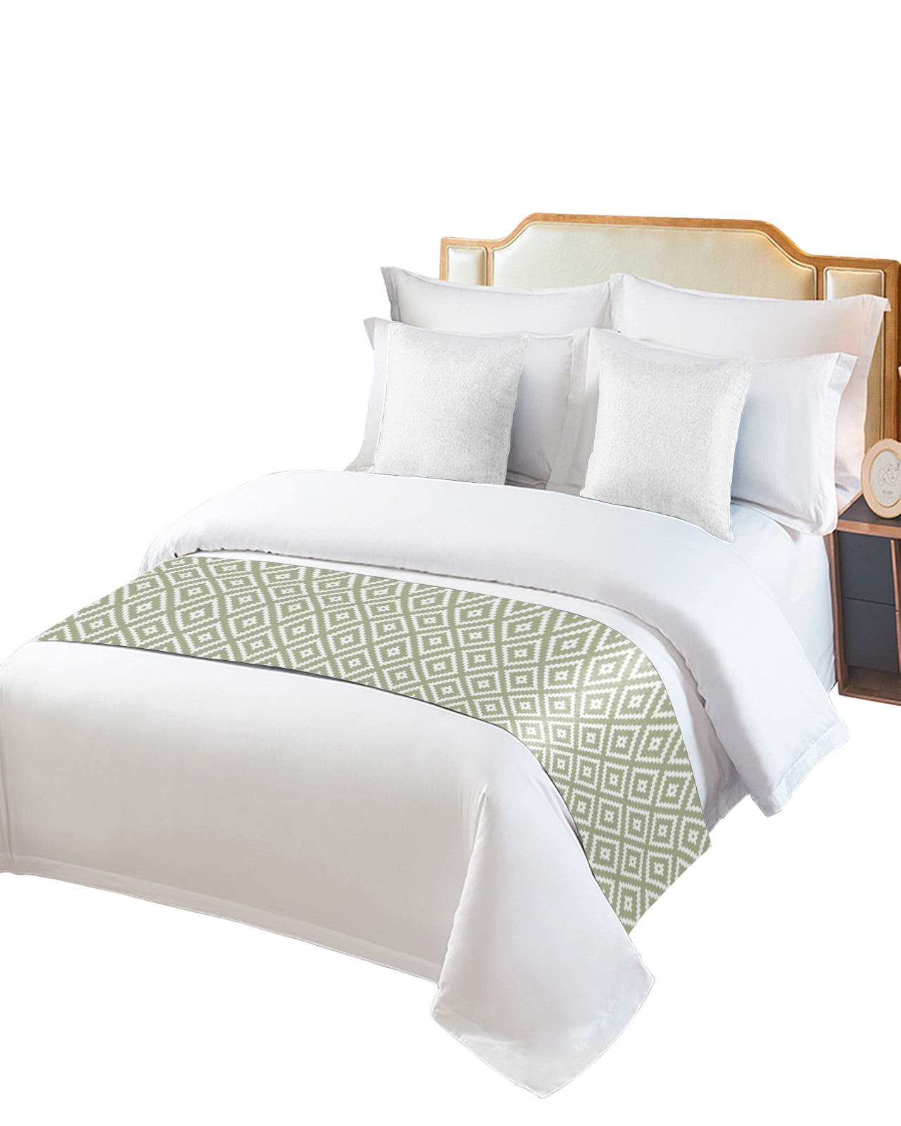 Sage Green Bed Runner for Cal. King Size Bed,Bedspread Protector ...