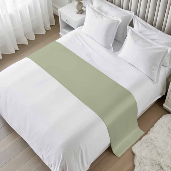 Sage Green Bed Runner, Satin Bed Throw Runner for Queen Size Beds, Farmhouse Sage Green Decor Decorative Bedding Scarf for Bedroom Hotel Wedding Room Guestrooms 94"x20"