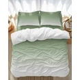 thumbnail image 1 of Sage Green Bedding Duvet Cover Set Full Size 4 Pieces and White Ombre Color Gradient Bedding Set with Zipper Closure, 1 Comforter Cover 86x86 Inches 1 Flat Sheet & 2 Pillow Cases, 1 of 7