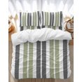 thumbnail image 1 of Sage Green Bedding Duvet Cover Set Twin Size 4 Pieces and Grey Striped Rectangular Geometric Bedding Set with Zipper Closure, 1 Comforter Cover 68x86 Inches 1 Flat Sheet & 2 Pillow Cases, 1 of 7