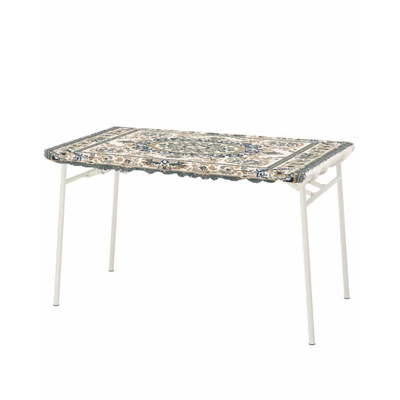 Sage Green Beige Boho Rectangle Tablecloth, Waterproof Elastic Fitted Table Covers for 8 Foot Tables, 32x96inch Decorative Tablecloths for Picnic, Camping, Outdoor, Southwestern Geometric Ethnic