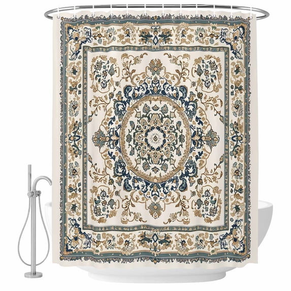 Sage Green Beige Boho Shower Curtain Set - Long 72" x 84" Washable Bathtub Curtain with 12 Hooks, Southwestern Geometric Ethnic Waterproof Fabric Stall Shower Curtains for Bathroom/Bathtub Décor