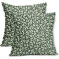 thumbnail image 1 of Sage Green Beige Daisy Floral Pillow Covers 18X18 Inch Vintage Flowers Decorative Pillow Cases Set of 2 Block Print Cotton Linen Throw Pillows Farmhouse Decor For Sofa Couch Porch Bed Cushion Outdoor, 1 of 6