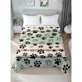 thumbnail image 1 of Sage Green Beige Farmhouse Twim XL Size Flat Sheet, Wrinkleproof & Fadeproof Cooling Flat Bed Sheet Only, Black Dog Paw Vintage Wooden Breathable Soft Bedding Top Sheets 66 x 102 Inches, 1 of 8