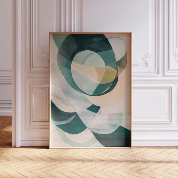 Sage Green Beige Mid Century Abstract Wall Art, Unframed Canvas Size 24x36