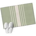 thumbnail image 1 of Sage Green Beige Striped Entryway Rug 2x3 Area Rug Washable Indoor Doormat Small Bathroom Rugs Low Pile Accent Throw Rugs Modern Farmhouse Retro Lines Floor Carpet for Kitchen Bedroom Entrance, 1 of 9