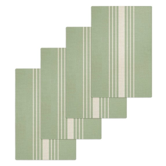Sage Green Beige Striped Kitchen Dish Towels for Drying Dishes Set of 4, Modern Farmhouse Retro Lines Waffle Weave Microfiber Hand Tea Bathroom Towels Quick Dry & Absorbent Towel 15.7x23.6