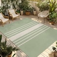 thumbnail image 1 of Sage Green Beige Striped Outdoor Rug 5x8 Ft - Reversible Patio Rug Outdoor Camping Rugs, Modern Farmhouse Retro Lines Washable Indoor Outdoor Area Rugs, Non-Slip Outdoor Carpet Runner for Deck/Porch, 1 of 8