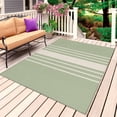 thumbnail image 1 of Sage Green Beige Striped Outdoor Rug for Patio/Deck/Porch, Non-Slip Large Area Rug 5 x 7 Ft, Modern Farmhouse Retro Lines Indoor Outdoor Rugs Washable Area Rugs, Reversible Camping Rug Carpet Runner, 1 of 8