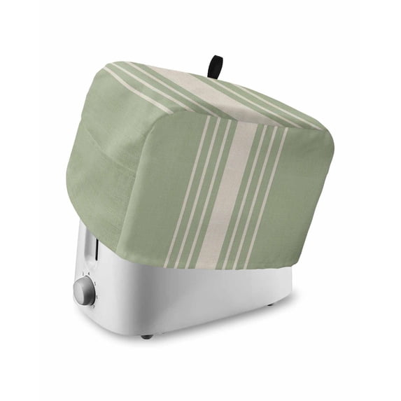 Sage Green Beige Striped Toaster Cover 4 Slice, Large Kitchen Appliance Covers, Modern Farmhouse Retro Lines Toaster Oven Cover with Loop, Bread Machine Cover Polyester Dust Cover Protection