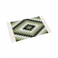 Sage Green Black Aztec Southwest Entryway Rug 3'x5', Washable Woven