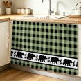 thumbnail image 1 of Sage Green Black Cabinet Curtain 28"W x 51"L, Farmhouse Vintage Bear Buffalo Plaid Dust-Proof Privacy Curtain for Closet Shelves Self Adhesive, Sink Skirt for Bathroom Vanity Kitchen Laundry Room, 1 of 9