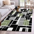 thumbnail image 1 of Sage Green Black Geometric Area Rugs 2.7'x5', Washable Small Throw Rugs for Kitchen Bedroom, Modern Abstract Art Block Indoor Outdoor Rug Non-Slip Low Pile Carpet Runner Reversible Floor Mats, 1 of 8