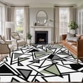 thumbnail image 1 of Sage Green Black Geometric Area Rugs 5'x7', Washable Small Throw Rugs for Laundry Room Playroom, Abstract Art Modern Line Indoor Outdoor Rug Non-Slip Low Pile Carpet Runner Reversible Floor Mats, 1 of 8