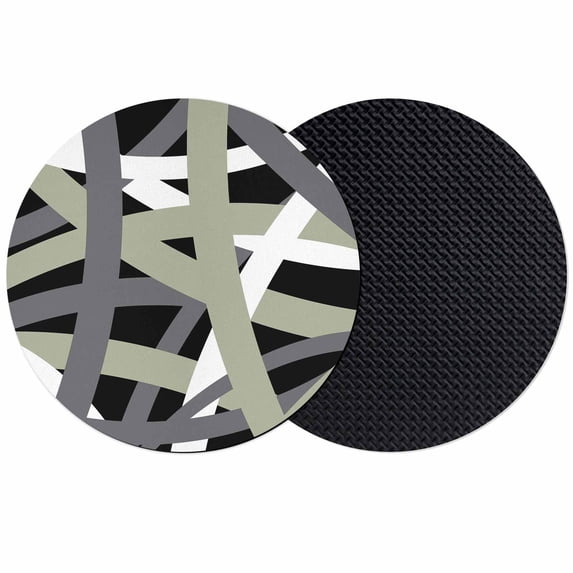 Sage Green Black Geometric Coasters Set of 2, Absorbent Coasters for Drinks, Modern Art Abstract Grey Line Coaster for Desk Coffee Table Protection, Home Decor House Warming Gifts 4"