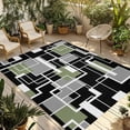 thumbnail image 1 of Sage Green Black Geometric Outdoor Rug for Patio/Deck/Porch, Non-Slip Large Area Rug 5 x 7 Ft, Modern Abstract Art Block Indoor Outdoor Rugs Washable Area Rugs, Reversible Camping Rug Carpet Runner, 1 of 8