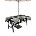 thumbnail image 1 of Sage Green Black Geometric Outdoor Tablecloth - 54x80 Inch Rectangle Dining Table Cover, Modern Abstract Art Block Waterproof Outdoor Table Cloth with Umbrella Hole & Zipper for Picnic/Patio/Party, 1 of 7