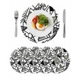 thumbnail image 1 of Sage Green Black Geometric Round 13 Inch Placemats Set of 4, Abstract Art Modern Line HeatResistant Non Slip Place Mats for Dining Table, Wipeable Braided Kitchen Table Mats for Housewarming, 1 of 9