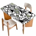 thumbnail image 1 of Sage Green Black Geometric Table Cloths for 5 Foot Rectangle Tables, Abstract Art Modern Line Patio Waterproof Elastic Fitted Tablecloths, Washable Rectangular Table Cover for Camping, 1 of 8
