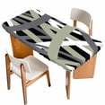 thumbnail image 1 of Sage Green Black Geometric Table Cloths for 5 Foot Rectangle Tables, Modern Art Abstract Grey Line Patio Waterproof Elastic Fitted Tablecloths, Washable Rectangular Table Cover for Camping, 1 of 8