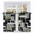 thumbnail image 1 of Sage Green Black Geometric Tier Curtains 54 Inch Length, Modern Abstract Art Block Cafe Short Curtains for Bathroom Over Sink, Small Kitchen Curtain Light Filtering Tiered Drapes 2 Panels 27.5"Wx54"L, 1 of 8