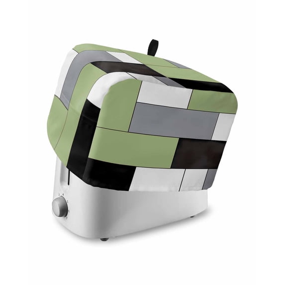 Sage Green Black Grey Toaster Cover 2 Slice, Modern Irregular Geometric Abstract Dustproof Bread Machine Oven Cover with Storage Pockets, Fits Most Kitchen Toasters Protector