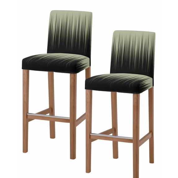 Sage Green Black Ombre Bar Stool Covers Set of 2, Modern Abstract Striped Gradient Stretch Washable Bar Chair Covers with Backs, Removable Pub Counter Height Chair Cover for Kitchen Dining Room Cafe