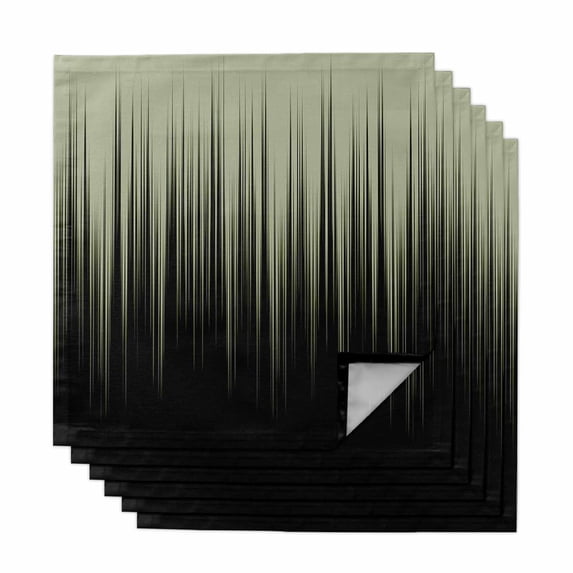 Sage Green Black Ombre Cloth Napkins, Modern Abstract Striped Gradient Washable and Reusable Dinner Napkins Set of 6, Table Napkin for Kitchen Party Birthday Wedding Hotel Housewarming 20"x20"