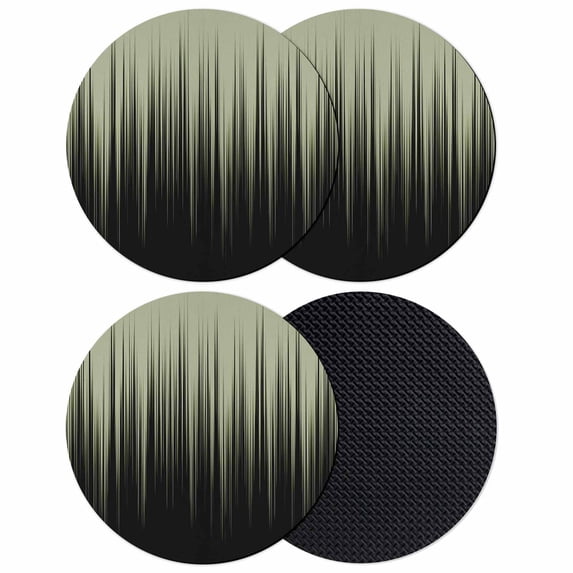 Sage Green Black Ombre Coasters Set of 4, Absorbent Coasters for Drinks, Modern Abstract Striped Gradient Coaster for Desk Coffee Table Protection, Home Decor House Warming Gifts 4"