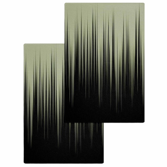 Sage Green Black Ombre Kitchen Dish Towels for Drying Dishes Set of 2, Modern Abstract Striped Gradient Waffle Weave Microfiber Hand Tea Bathroom Towels Quick Dry & Absorbent Towel 15.7x23.6