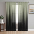 thumbnail image 1 of Sage Green Black Ombre Sheer Curtains 96 Inch Length 2 Panels Set Window Treatments, Modern Abstract Striped Gradient Rod Pocket Semi Curtains for Living Room/Bedroom/Kitchen Décor, 104"W x 96"L, 1 of 7
