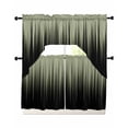 thumbnail image 1 of Sage Green Black Ombre Swag Kitchen Curtains Sets for Windows 24 Inch Length, Modern Abstract Striped Gradient Short Window Curtain Panels Swags Valances and Tiers 3 Piece Set for Cafe/Dining Room, 1 of 5