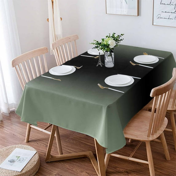 Sage Green Black Ombre Tablecloth Rectangle Table Cloth 60x84 , Waterproof Tablecloth Outdoor Table Cloth, Gradient Contemporary Abstract Art Washable Table Cover for Kitchen Dining Party
