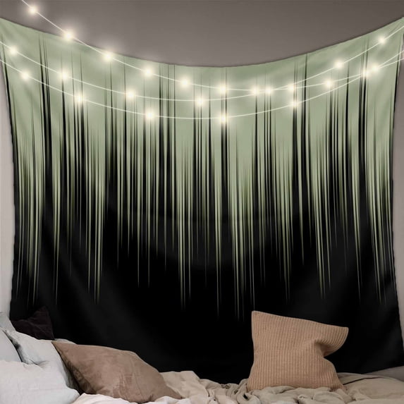 Sage Green Black Ombre Tapestry for Bedroom Wall Hanging Tapestry, Modern Abstract Striped Gradient Ceiling Backdrop Tapestries Poster Blanket Wall Decor for Teens Room Living Room Dorm 55" x 73"
