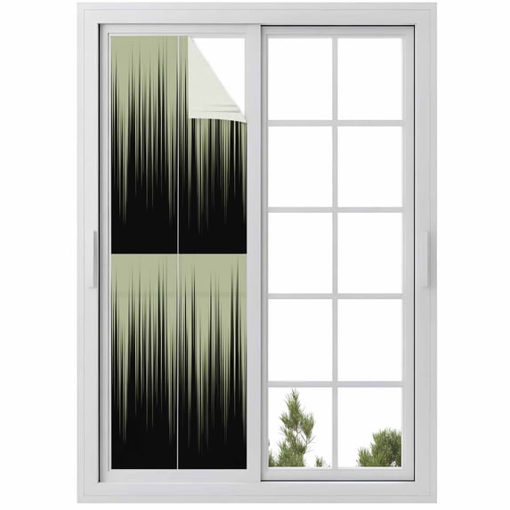 Sage Green Black Ombre Window Privacy Film, Modern Abstract Striped Gradient Static Cling UV Sun Blocking Heat Control Window Tint Day and Night, Non-Adhesive One Way Privacy Cover 17.7''x78.7''