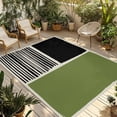 thumbnail image 1 of Sage Green Black Outdoor Rug for Patio/Deck/Porch, Non-Slip Large Area Rug 4 x 6 Ft, Farmhouse Striped Modern Abstract Art Indoor Outdoor Rugs Washable Area Rugs, Reversible Camping Rug Carpet Runner, 1 of 8