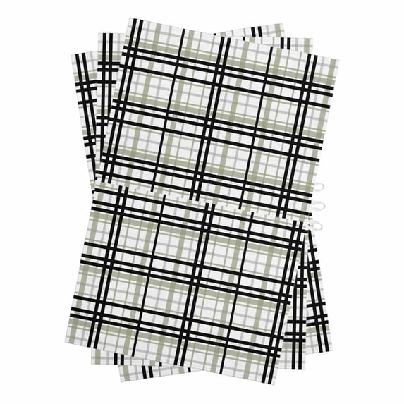 Sage Green Black Plaid Kitchen Towels Set of 3, Water Absorbent Dish Towel, Farmhouse Green Black Checkered Decorative Hand Towels - Quick Drying Cloth for Cooking Baking, 18x28 Inch