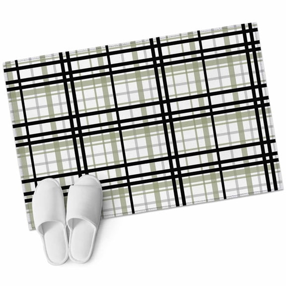 Sage Green Black Plaid Large Area Rugs for Bedroom Living Room, Soft Non Slip Carpet Bedside Rug, Farmhouse Green Black Checkered Rectangular Floor Cover Kitchen Accent Rug 2'x3' for Office